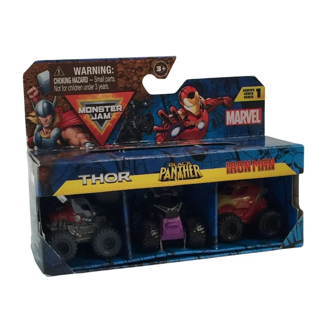 Monster Jam Mini Trucks Marvel Thor Black Panther‎ Iron Man Series 1 New